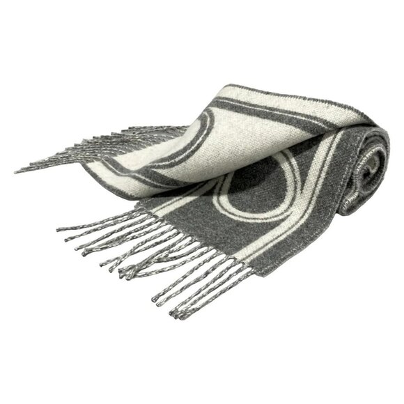 Auth HERMES Gris Flannel / Ivoire Cashmere Scarf - Picture 1 of 5